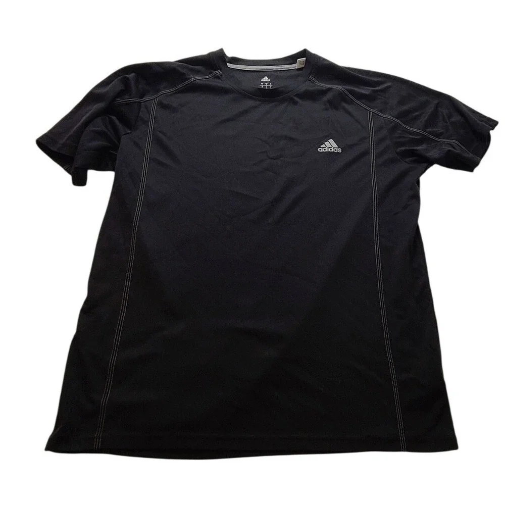 Adidas Climalite Mens Large Black Short Sleeve Athletic Training T-Shirt CE4667‎